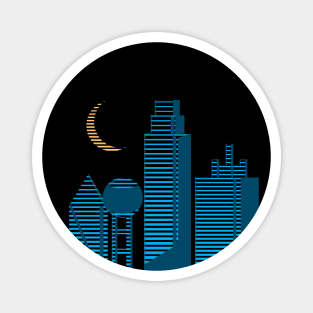 Neon city skyline Magnet